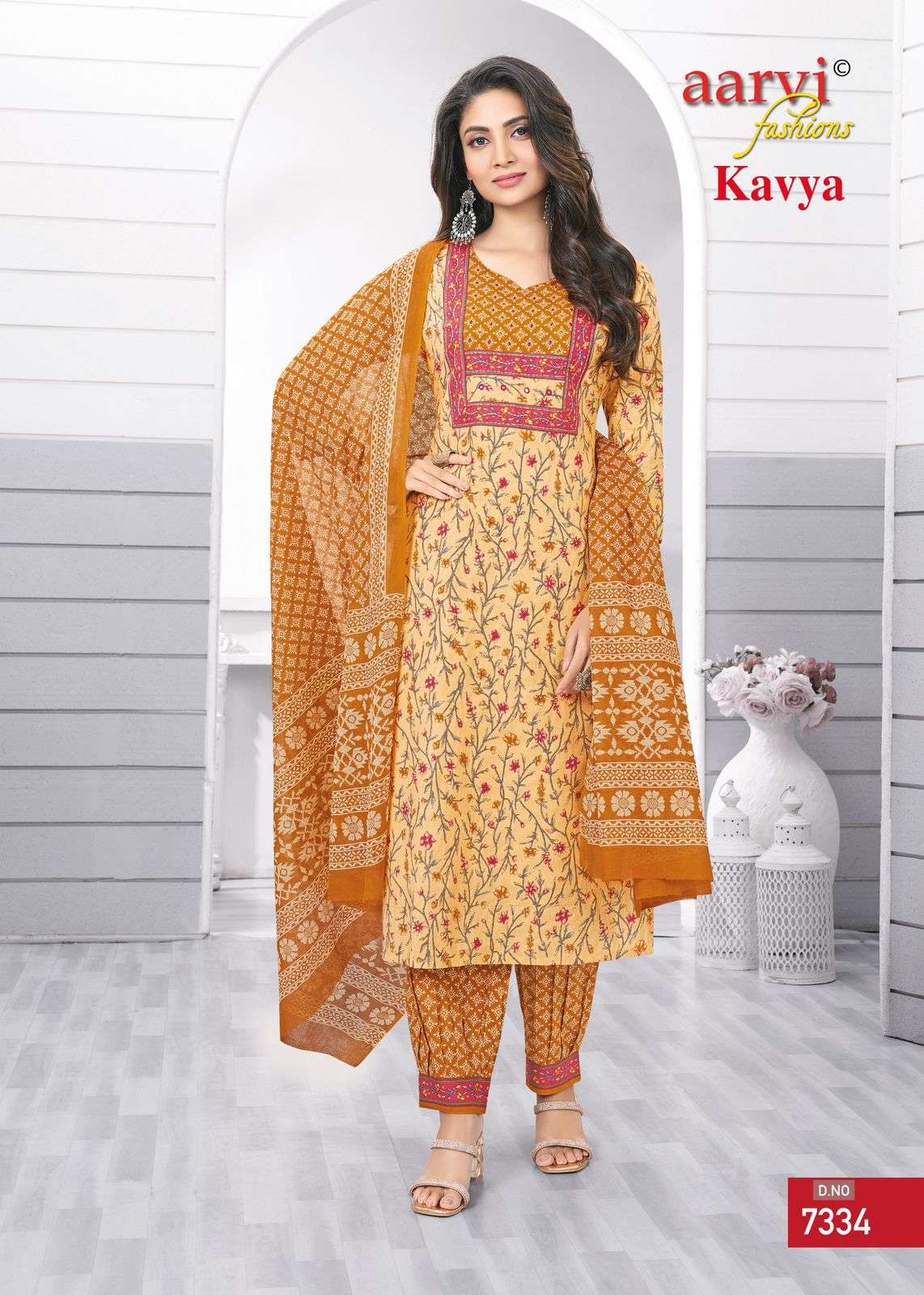 KAVYA VOL-1 BY AARVI FASHION KATHA HANDWORK PRINTED DESIGN 3 PCS SET 