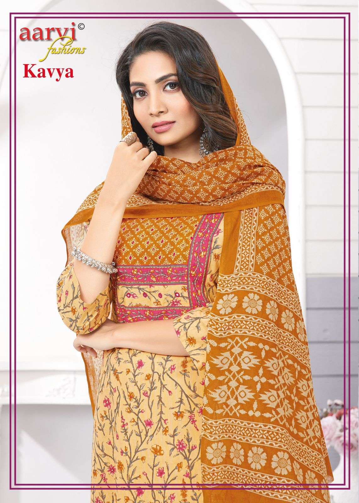 KAVYA VOL-1 BY AARVI FASHION KATHA HANDWORK PRINTED DESIGN 3 PCS SET 