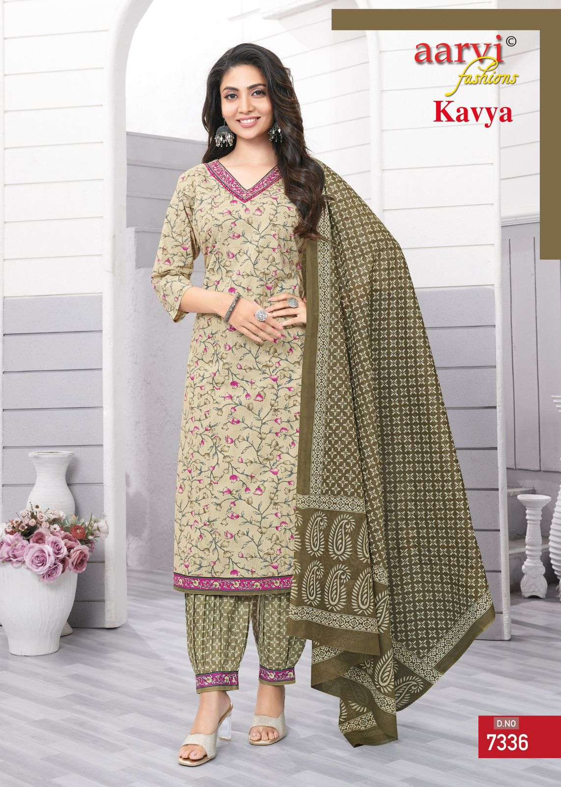 KAVYA VOL-1 BY AARVI FASHION KATHA HANDWORK PRINTED DESIGN 3 PCS SET 