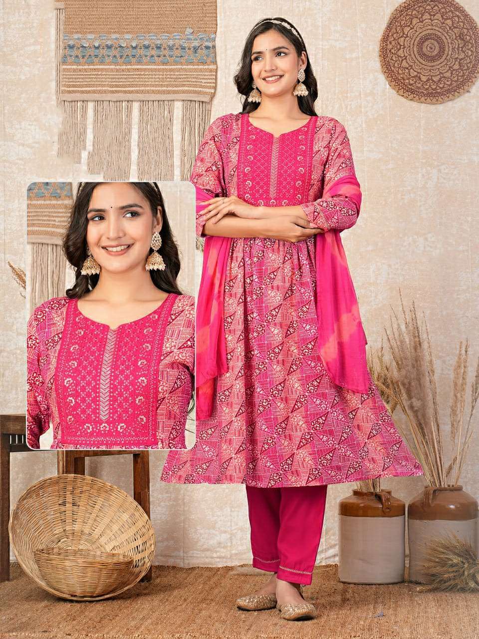 KK-01 IT RAYON DYED WITH ONE SIDE POCKET 3 PCS SET