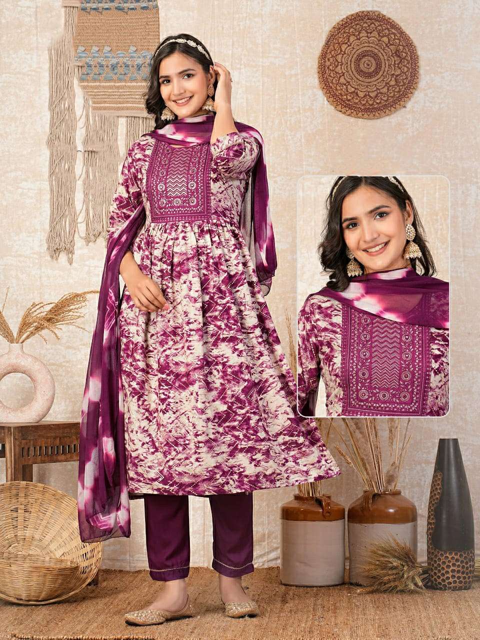 KK-04 IT RAYON DYED WITH ONE SIDE POCKET 3 PCS SET