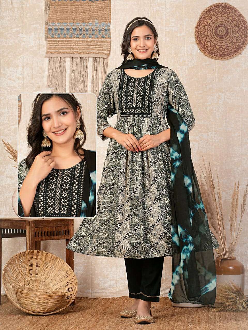 KK-06 IT RAYON DYED WITH ONE SIDE POCKET 3 PCS SET