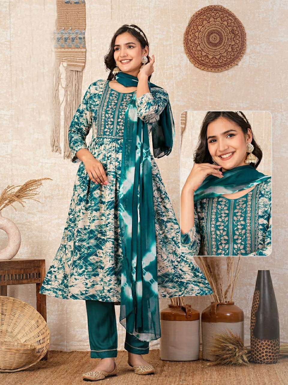 KK-07 IT RAYON DYED WITH ONE SIDE POCKET 3 PCS SET