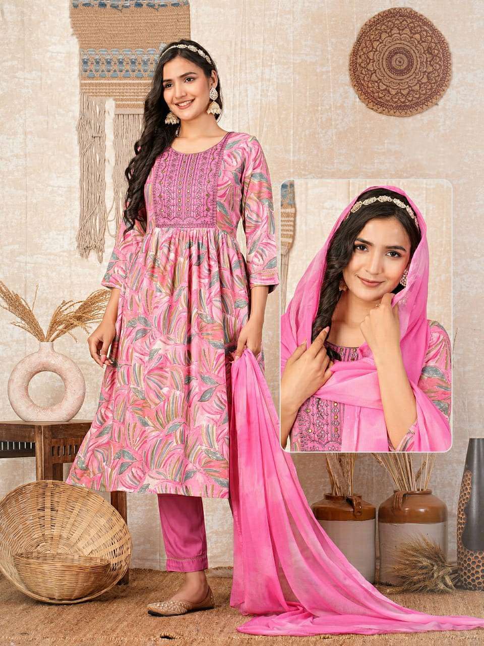 KK-08 IT RAYON DYED WITH ONE SIDE POCKET 3 PCS SET