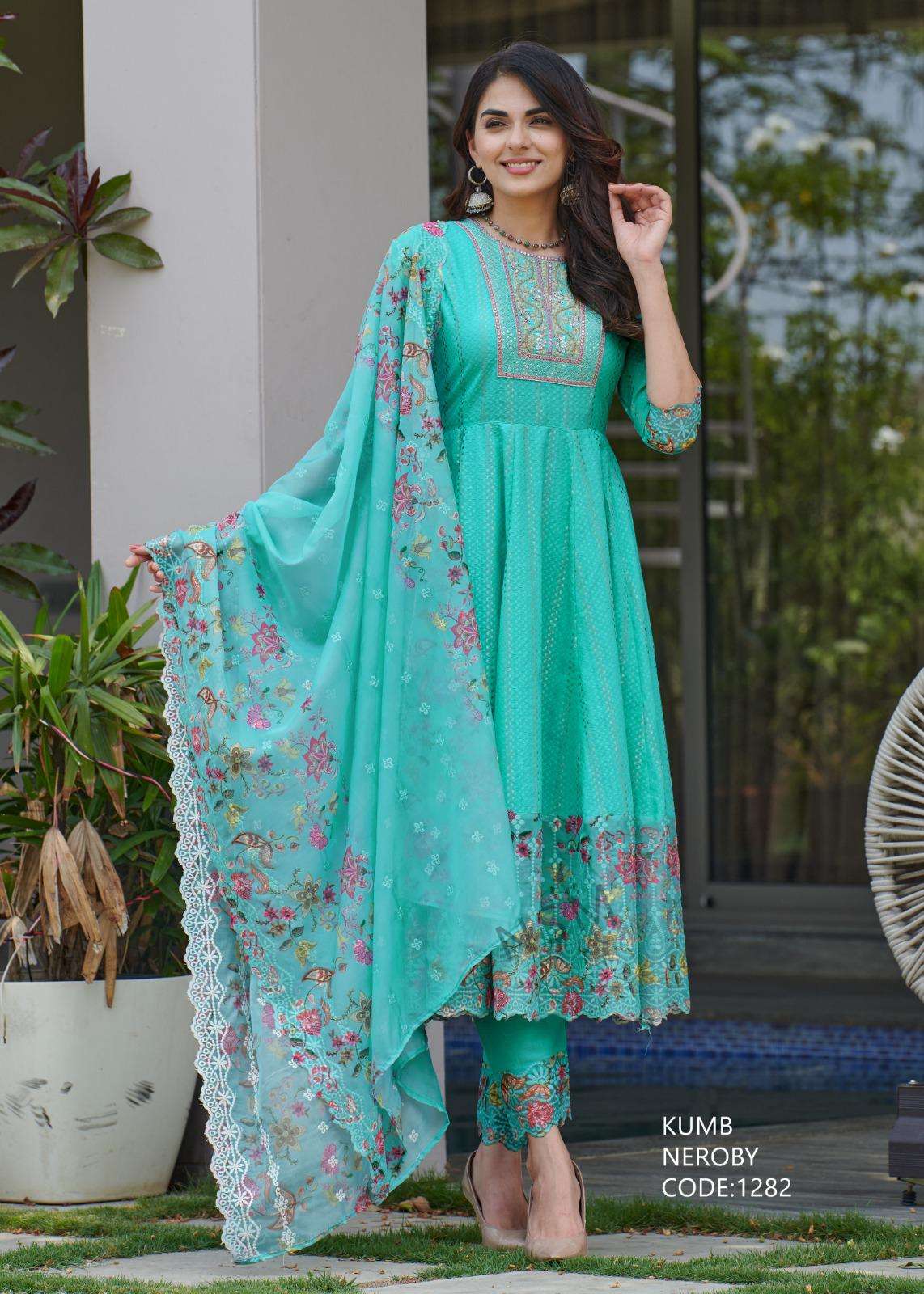 KUMB NEROBY STYLISH KURTI PANT DUPATTA BY TEXOFAB