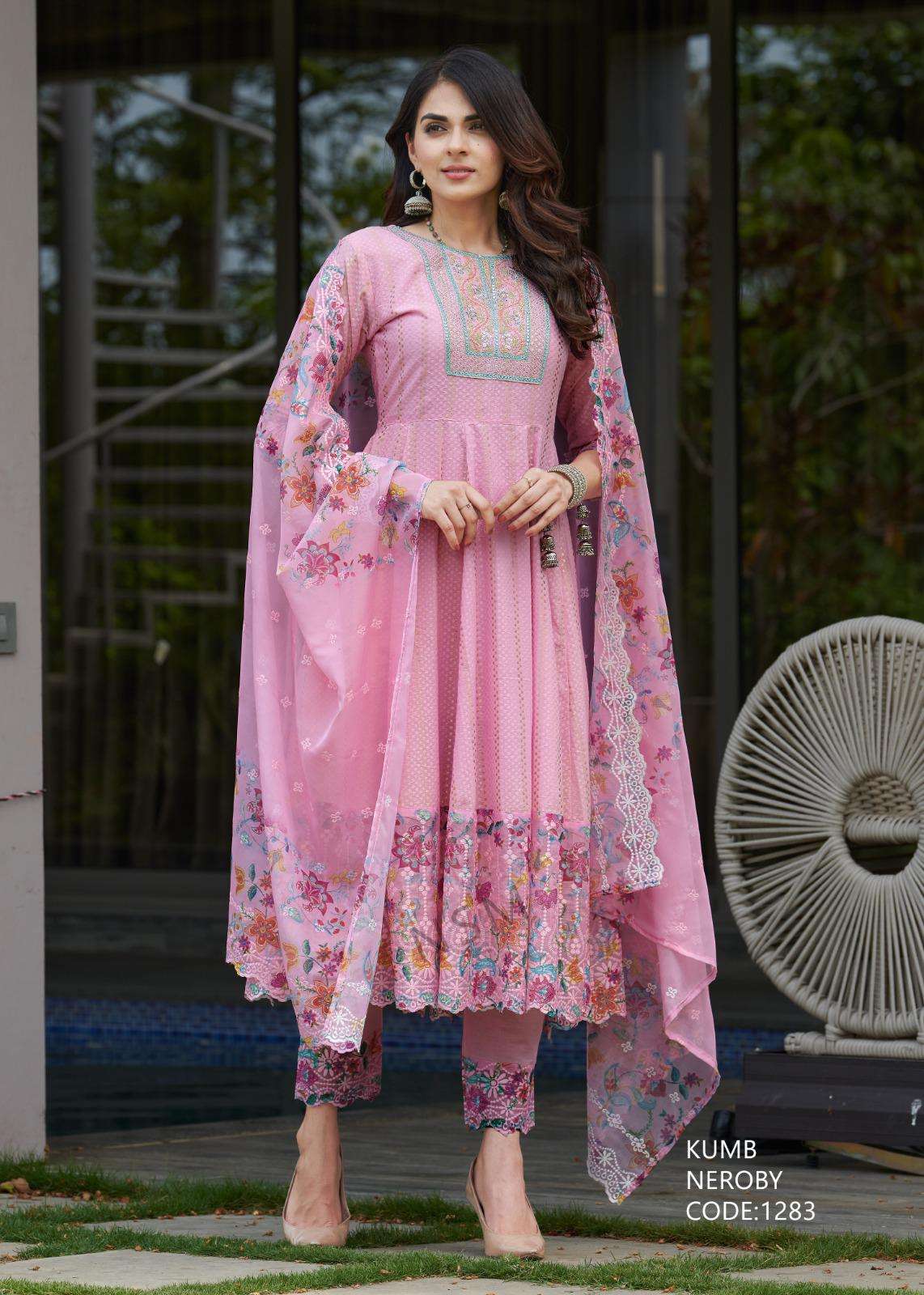 KUMB NEROBY STYLISH KURTI PANT DUPATTA BY TEXOFAB