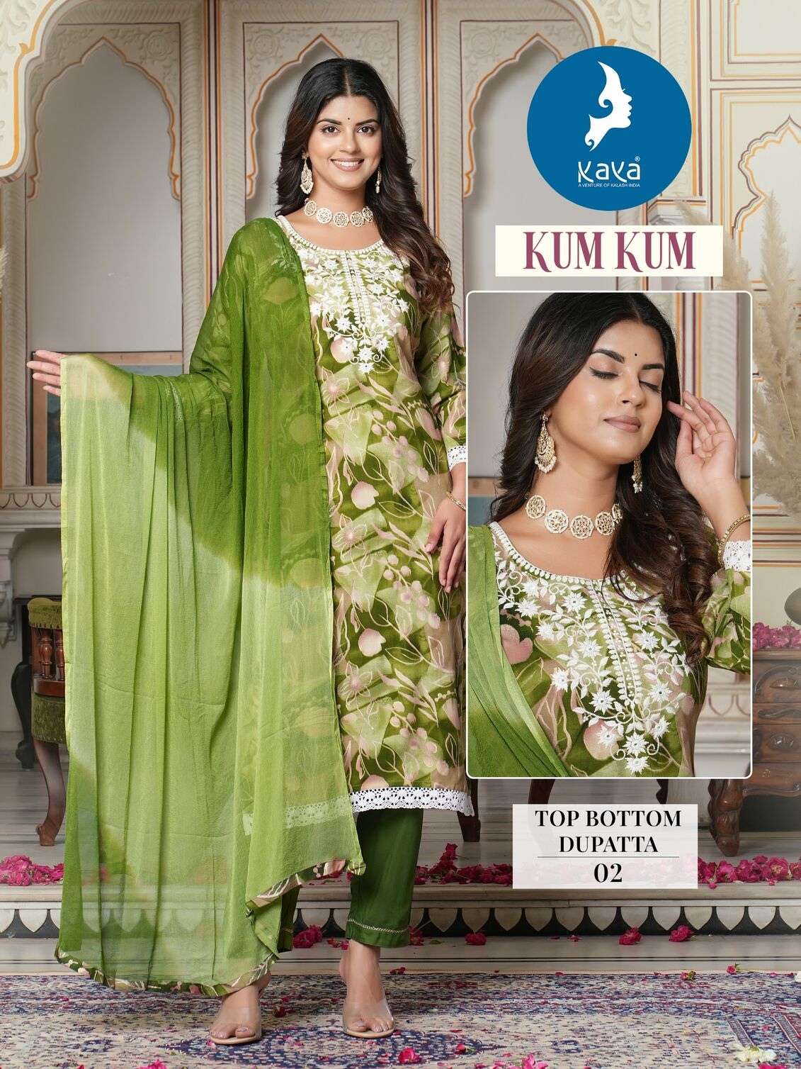 KUMKUM 3 PIECE CONCEPT WITH STRAIGHT CUT BY KAYA KURTI 