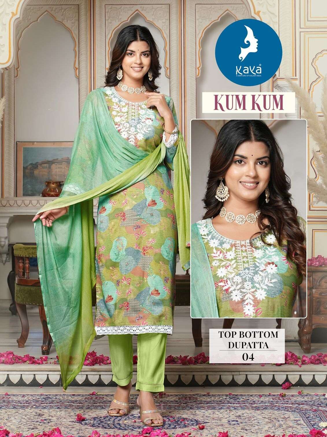 KUMKUM 3 PIECE CONCEPT WITH STRAIGHT CUT BY KAYA KURTI 