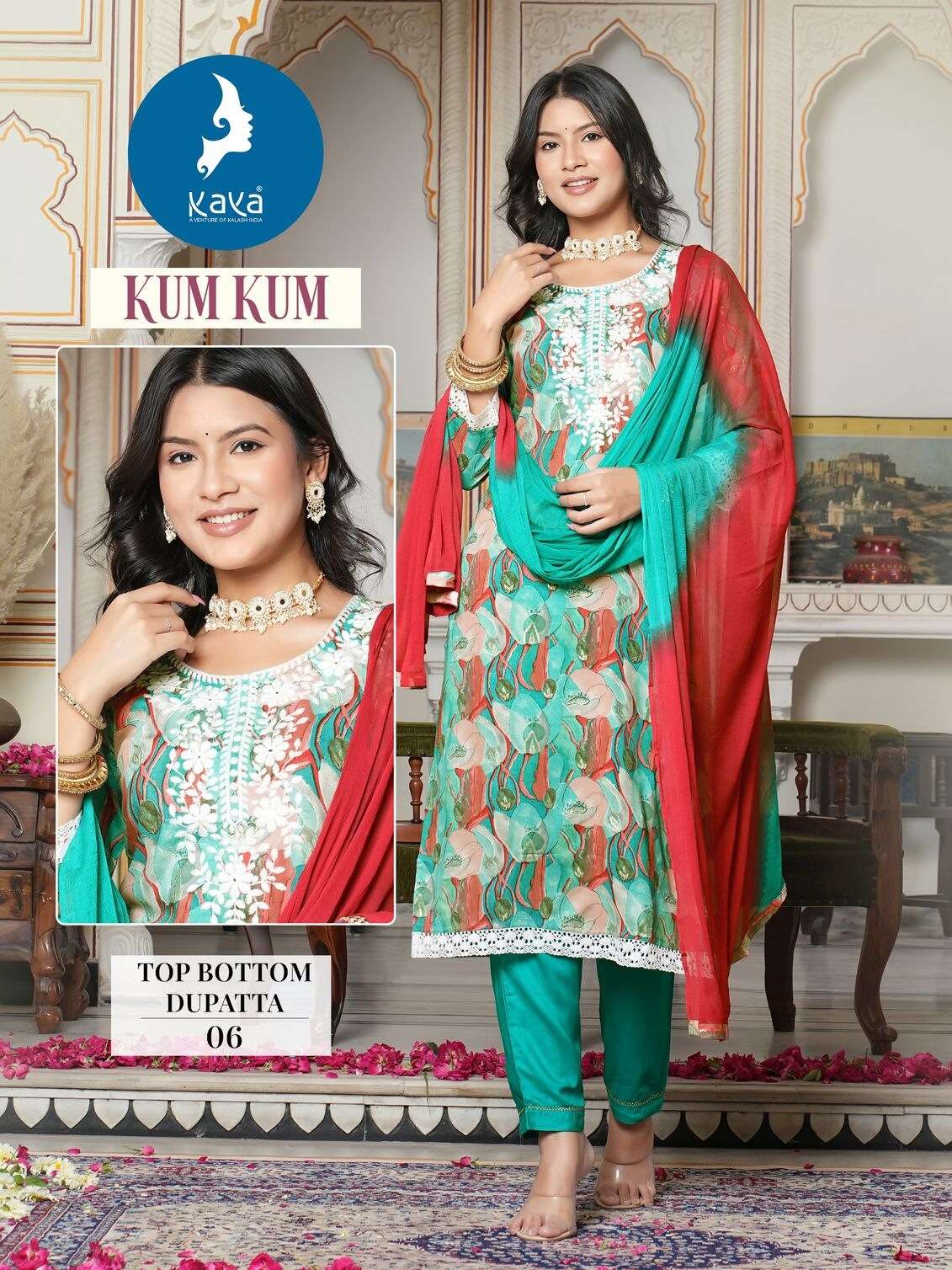 KUMKUM 3 PIECE CONCEPT WITH STRAIGHT CUT BY KAYA KURTI 