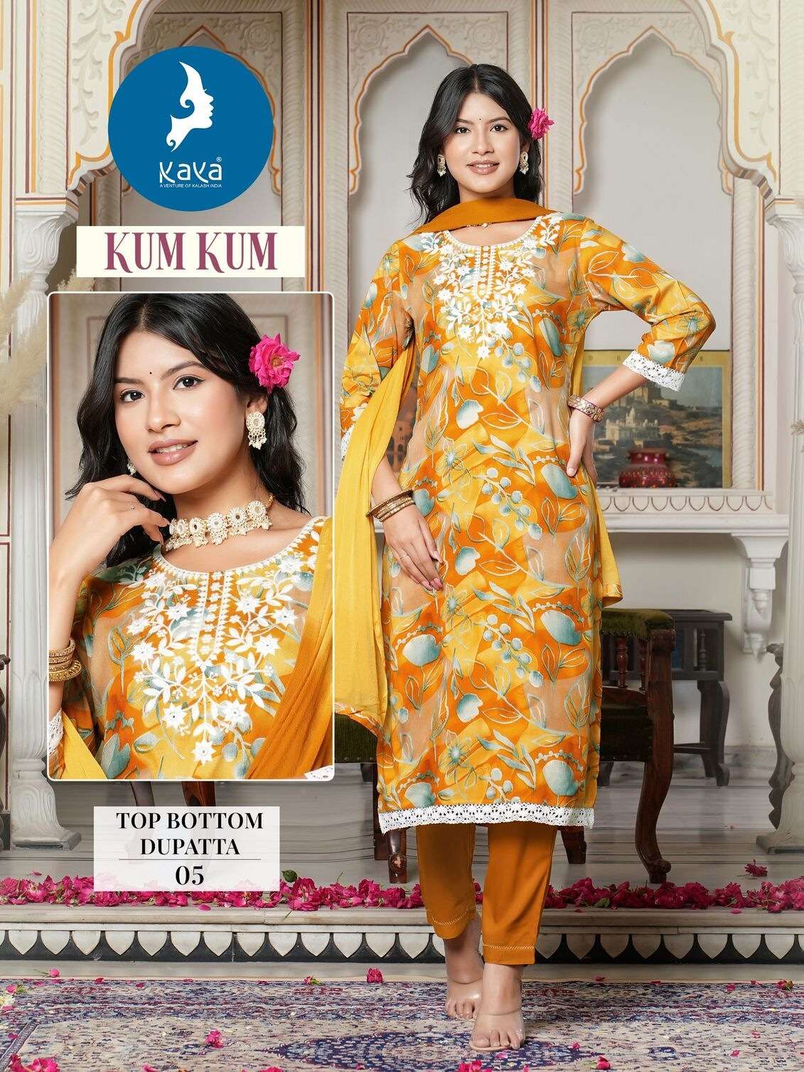 KUMKUM 3 PIECE CONCEPT WITH STRAIGHT CUT BY KAYA KURTI 