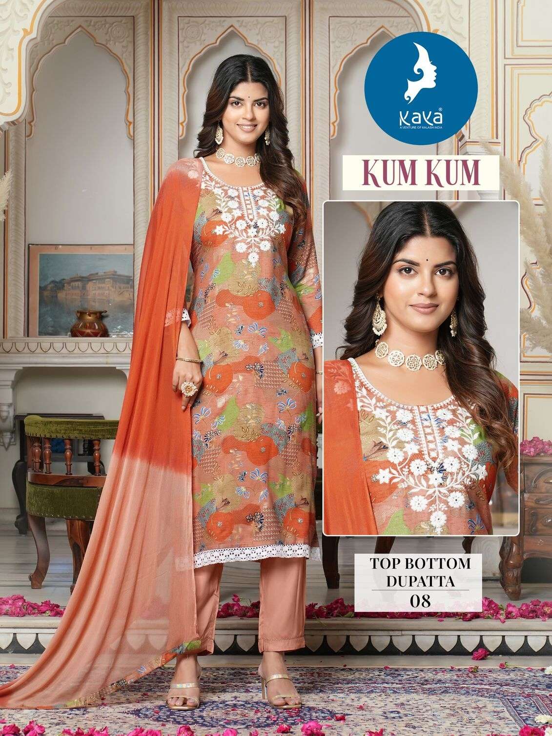 KUMKUM 3 PIECE CONCEPT WITH STRAIGHT CUT BY KAYA KURTI 