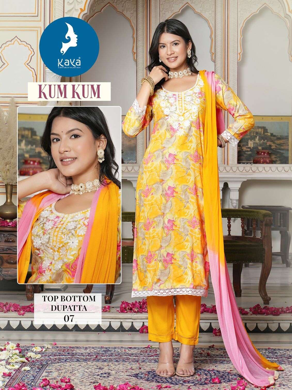 KUMKUM 3 PIECE CONCEPT WITH STRAIGHT CUT BY KAYA KURTI 