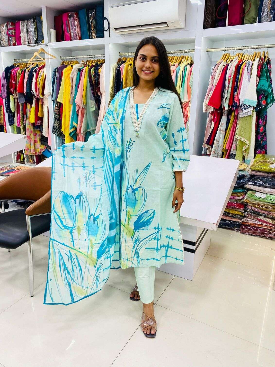 KURTI PANT COTTON WITH DIGITAL PRINT DUPATTA SET BY TEXOFAB 