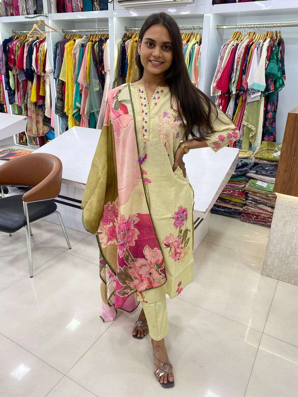 KURTI PANT COTTON WITH DIGITAL PRINT DUPATTA SET BY TEXOFAB 