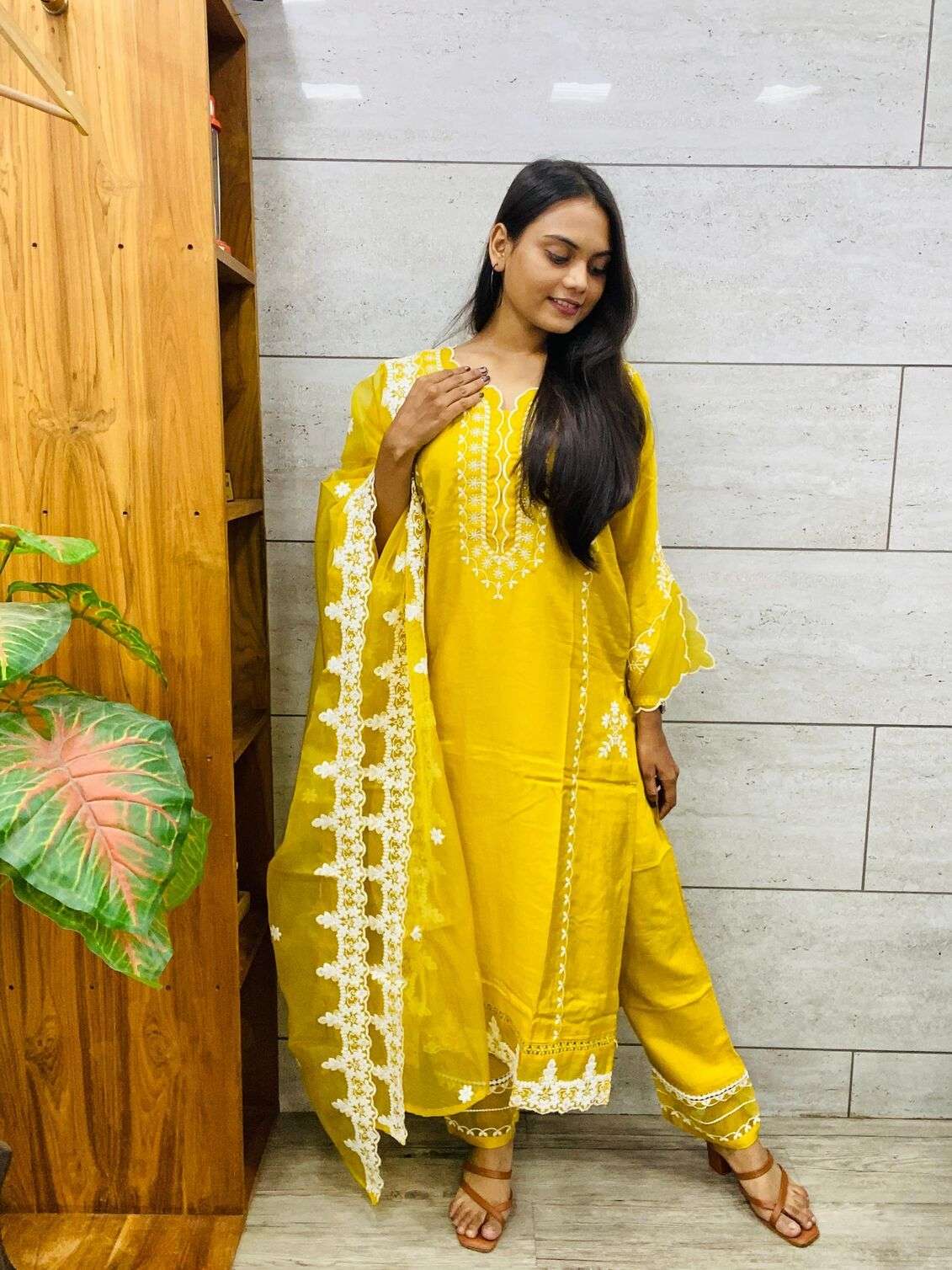 KURTI PANT WITH ORGANZA DUPATTA EMBROIDERY WITH SEQUENCE WORK BY TEXOFAB