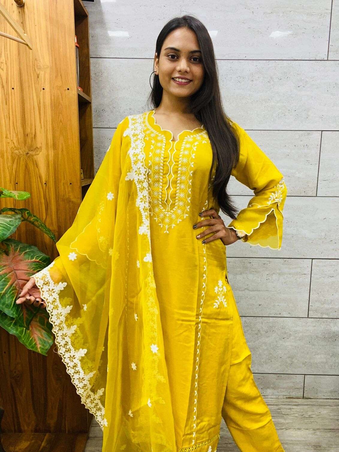 KURTI PANT WITH ORGANZA DUPATTA EMBROIDERY WITH SEQUENCE WORK BY TEXOFAB