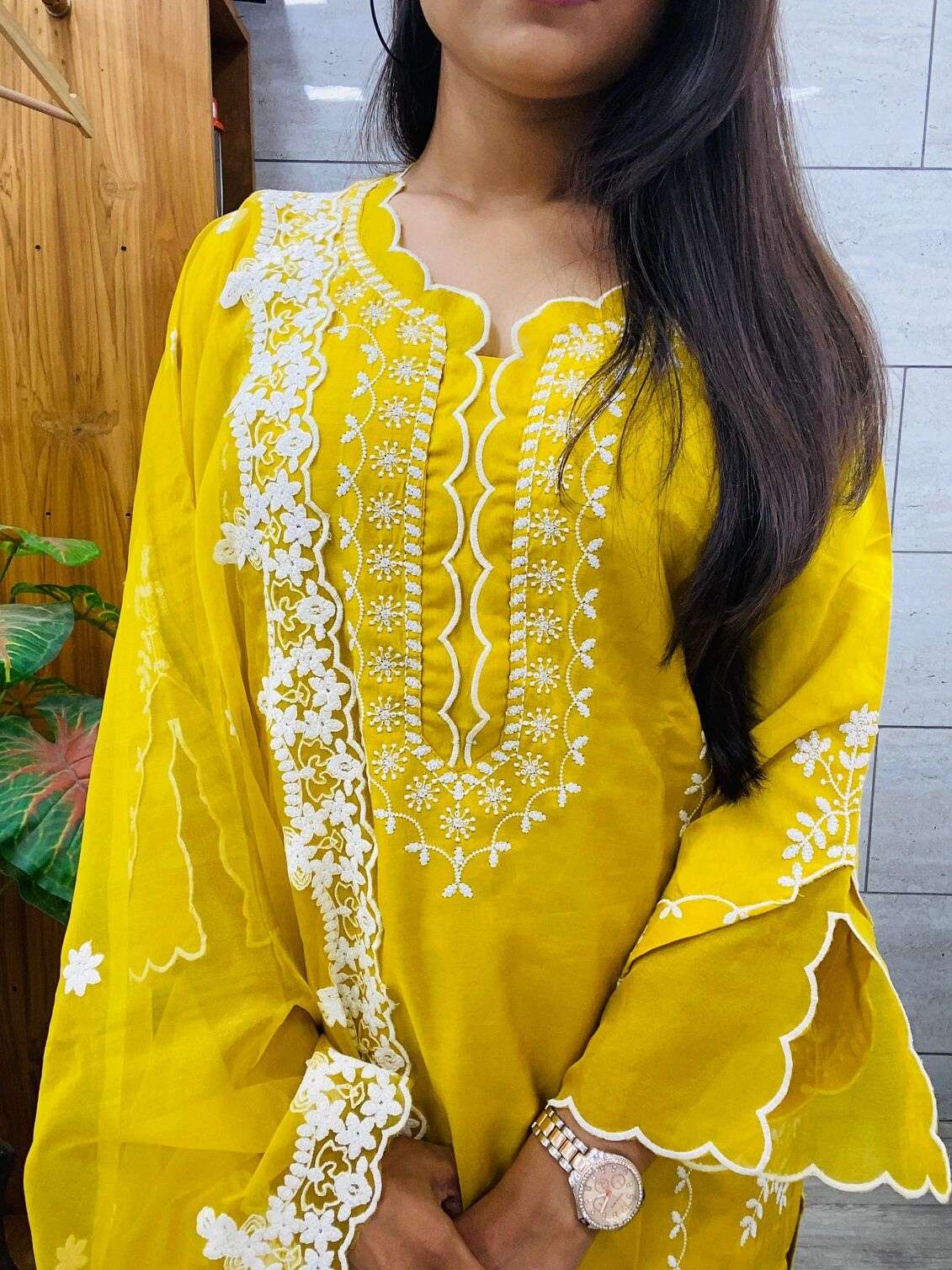 KURTI PANT WITH ORGANZA DUPATTA EMBROIDERY WITH SEQUENCE WORK BY TEXOFAB