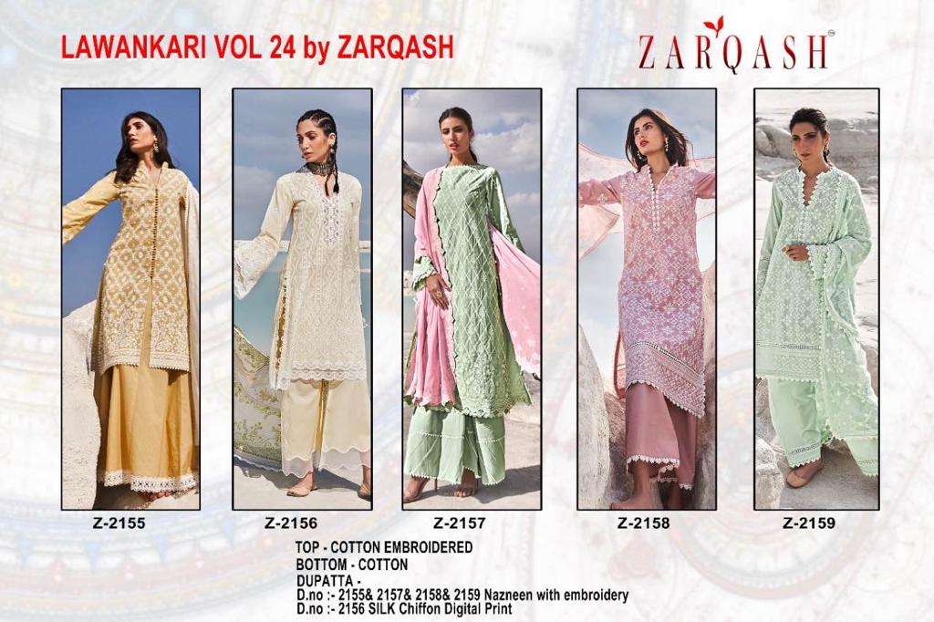 LAWANKARI VOL-24 NAZNEEN EMBROIDERED PAKISTANI SUITS BY ZARQASH 