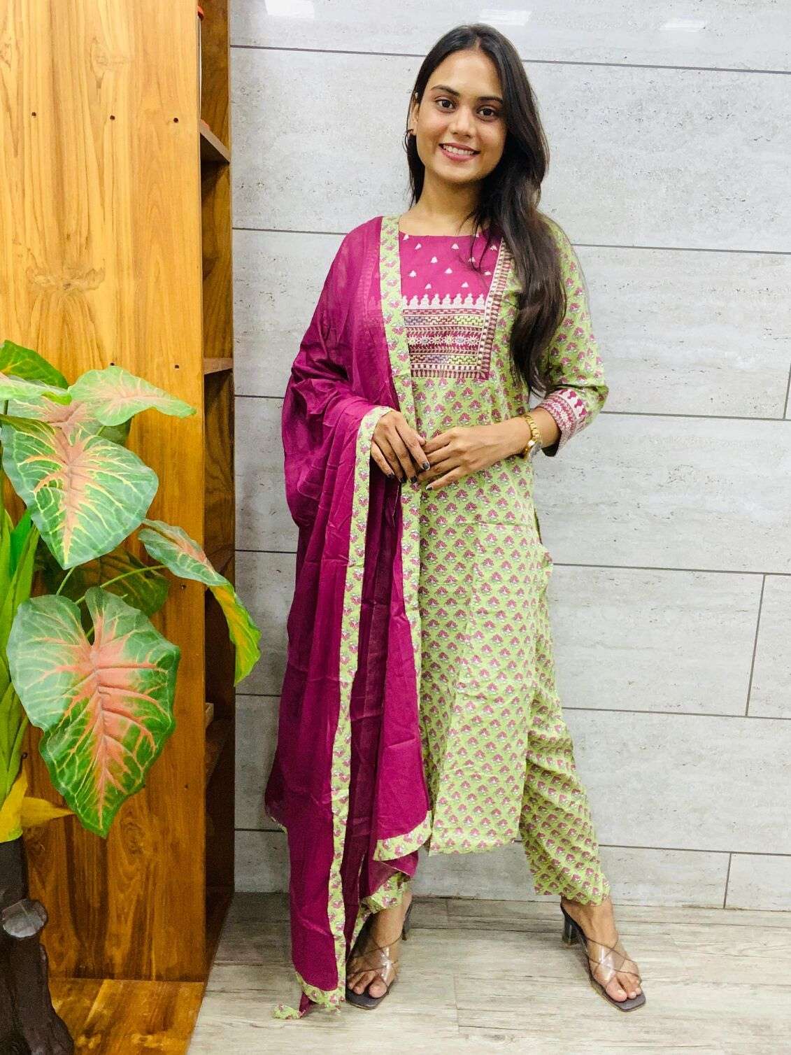 LIGHT GREEN COLOUR PURE COTTON READYMADE COLLECTION 