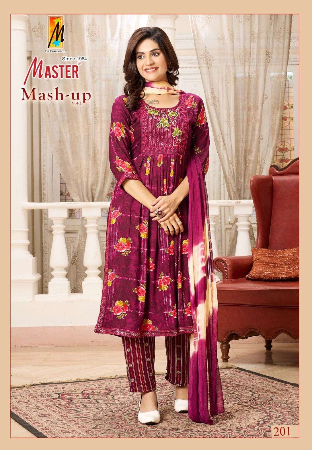 MASTER MASHUP VOL-2 BY TEXOFAB RAYON NAYRA CUT THREE SIDE WORK WITH NAZMIN DUPATTA 