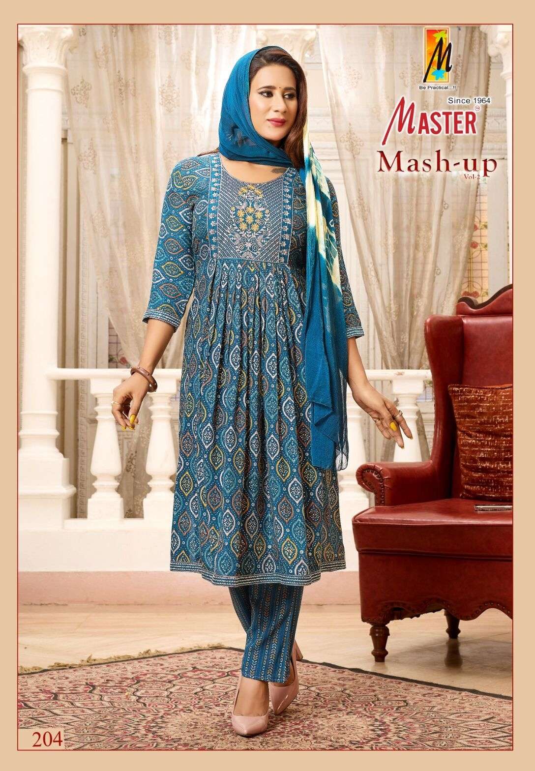 MASTER MASHUP VOL-2 BY TEXOFAB RAYON NAYRA CUT THREE SIDE WORK WITH NAZMIN DUPATTA 