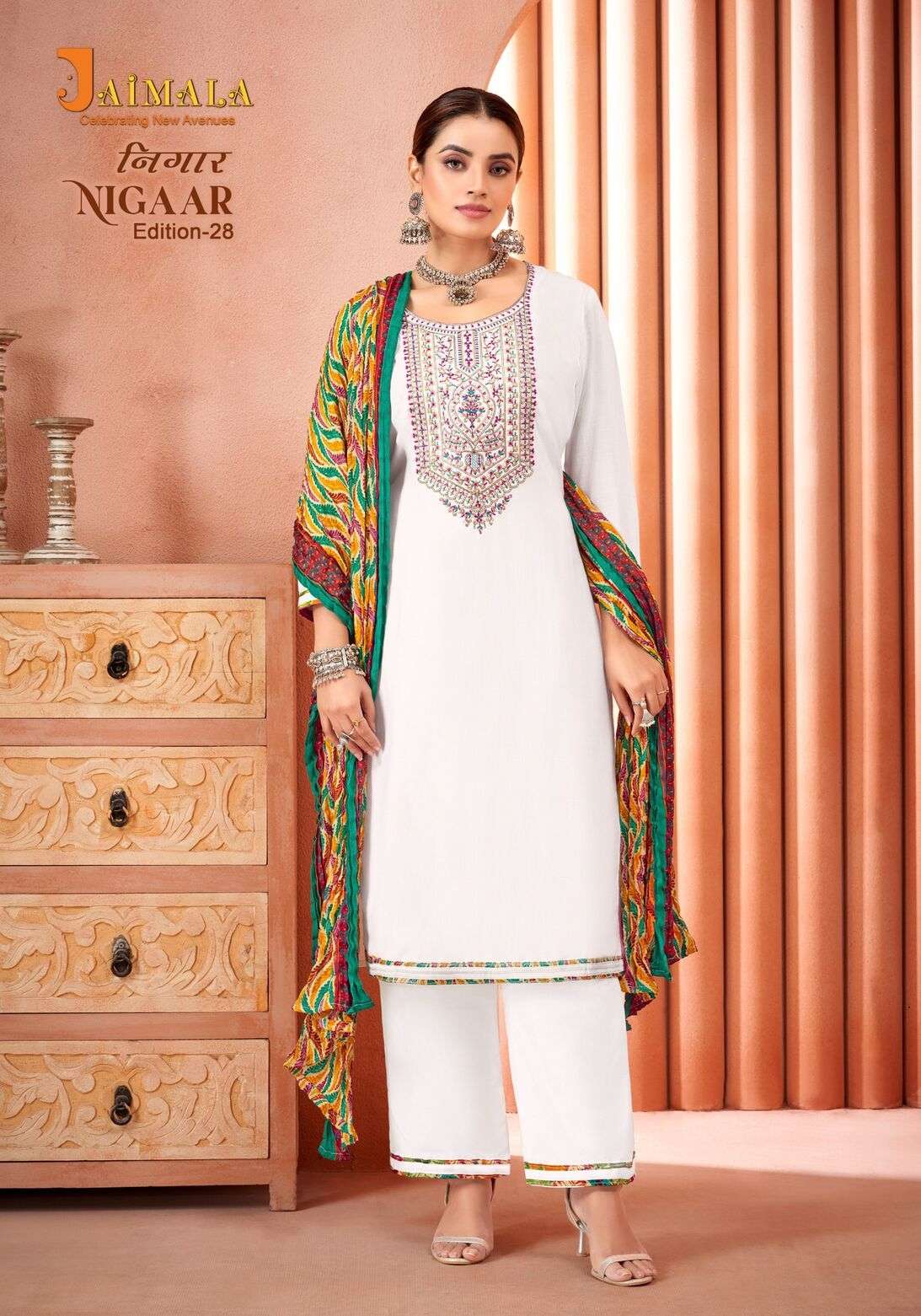 NIGAAR VOL-28 PURE RAYON EMBROIDERY SALWAR SUIT BY ALOK SUITS 