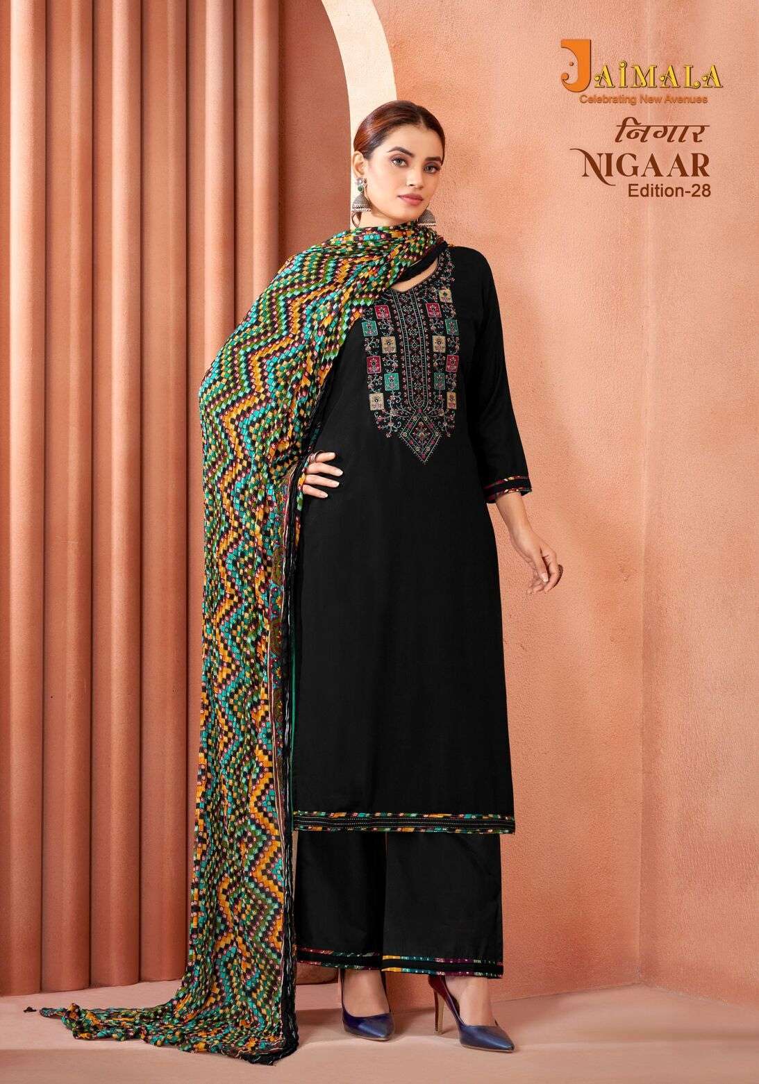 NIGAAR VOL-28 PURE RAYON EMBROIDERY SALWAR SUIT BY ALOK SUITS 