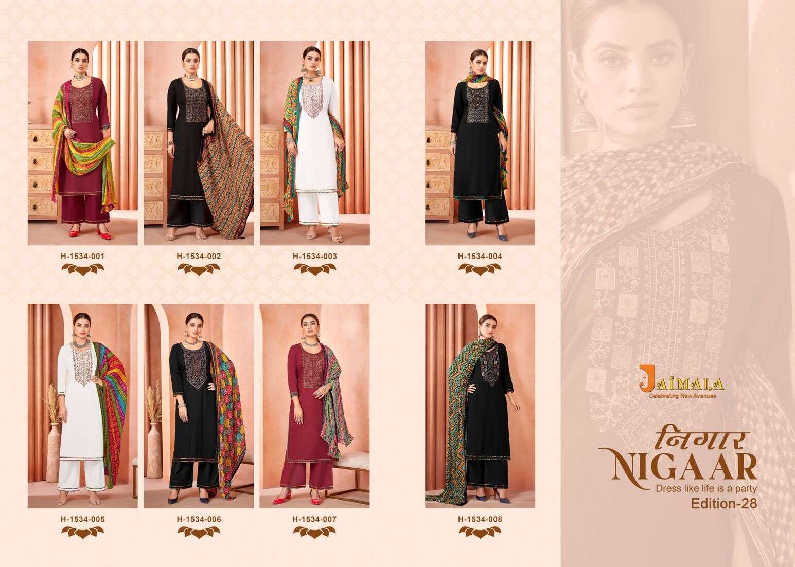 NIGAAR VOL-28 PURE RAYON EMBROIDERY SALWAR SUIT BY ALOK SUITS 