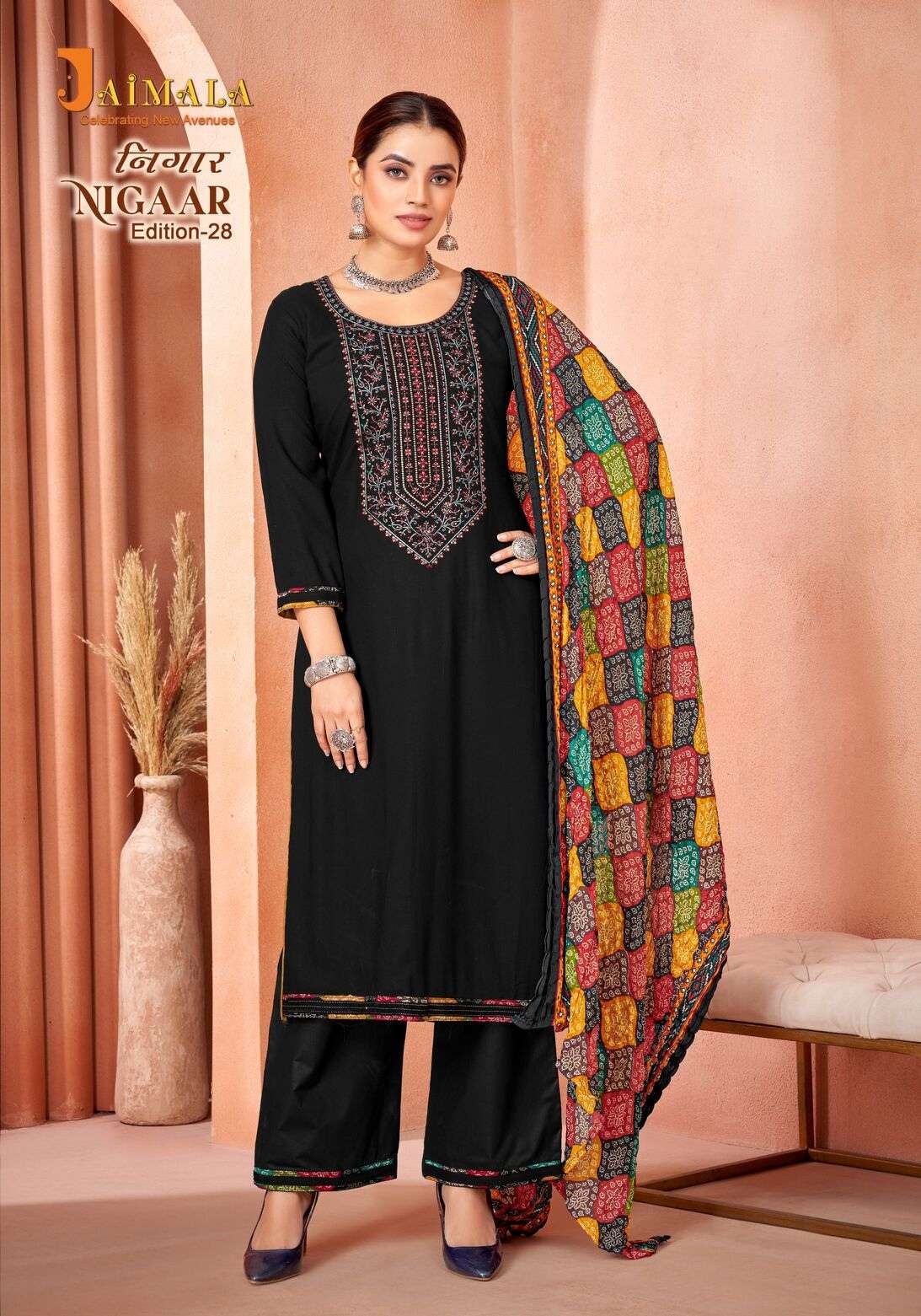 NIGAAR VOL-28 PURE RAYON EMBROIDERY SALWAR SUIT BY ALOK SUITS 