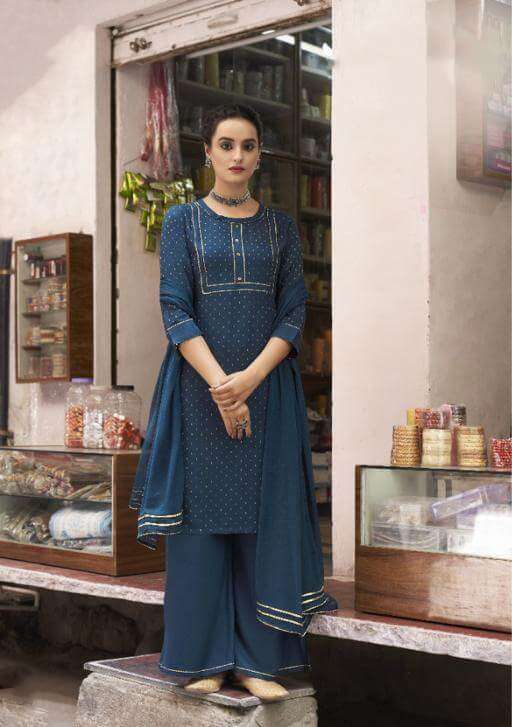 GL-1003 ML STYLISH RAYON KURTI PLAZO WITH DUPATTA LACE 