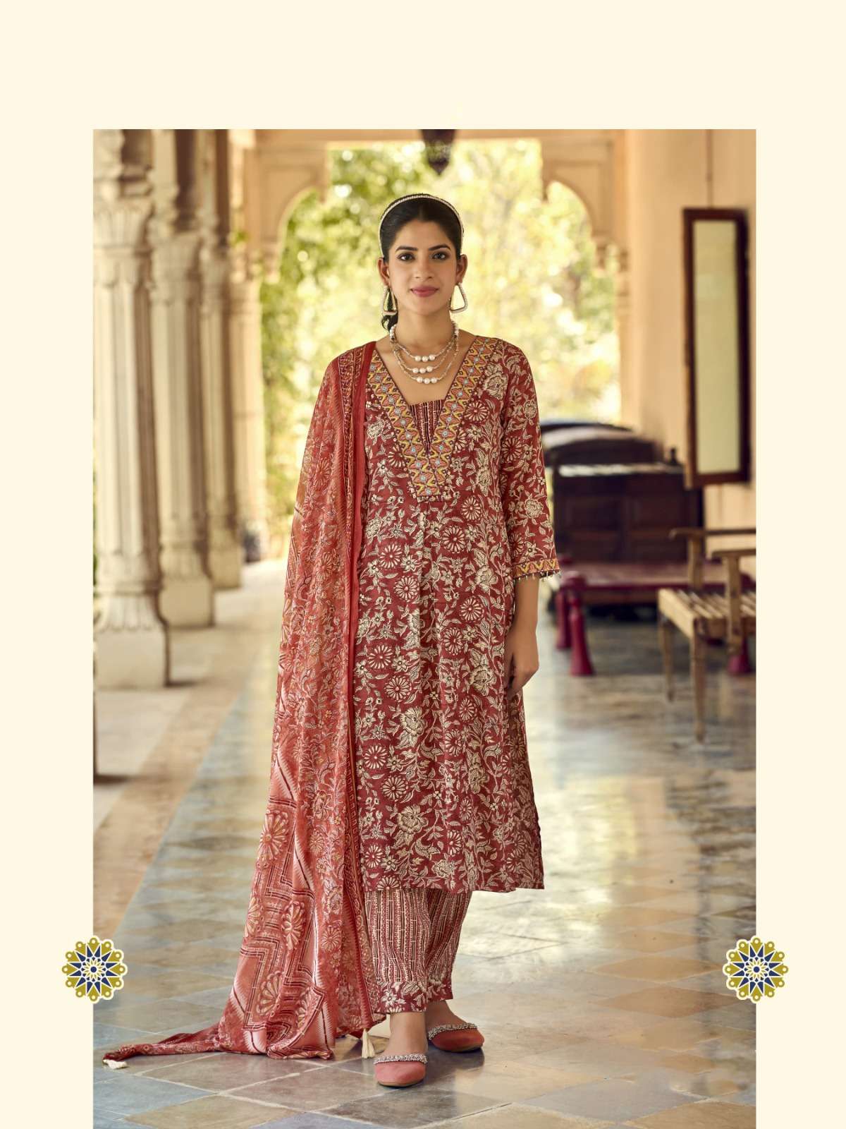 ORANGE COLOUR PRINTED RAYON KURTI 