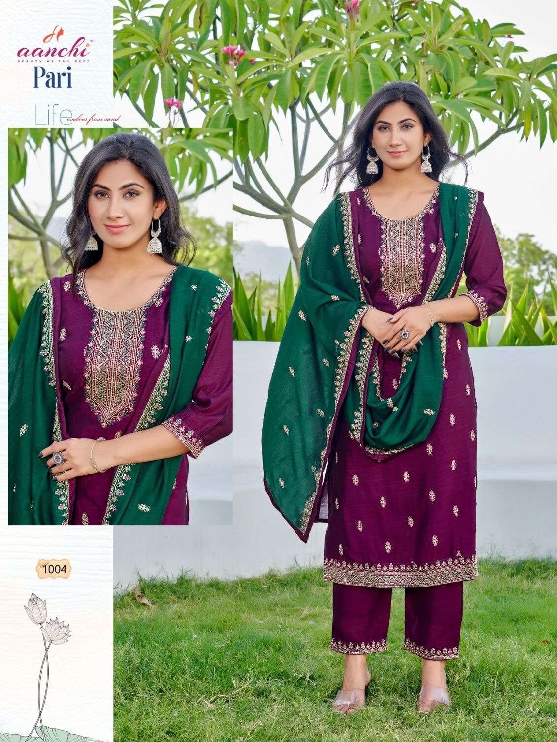 PARI 3 PIECE EMBROIDERY SET BY AANCHI KURTI