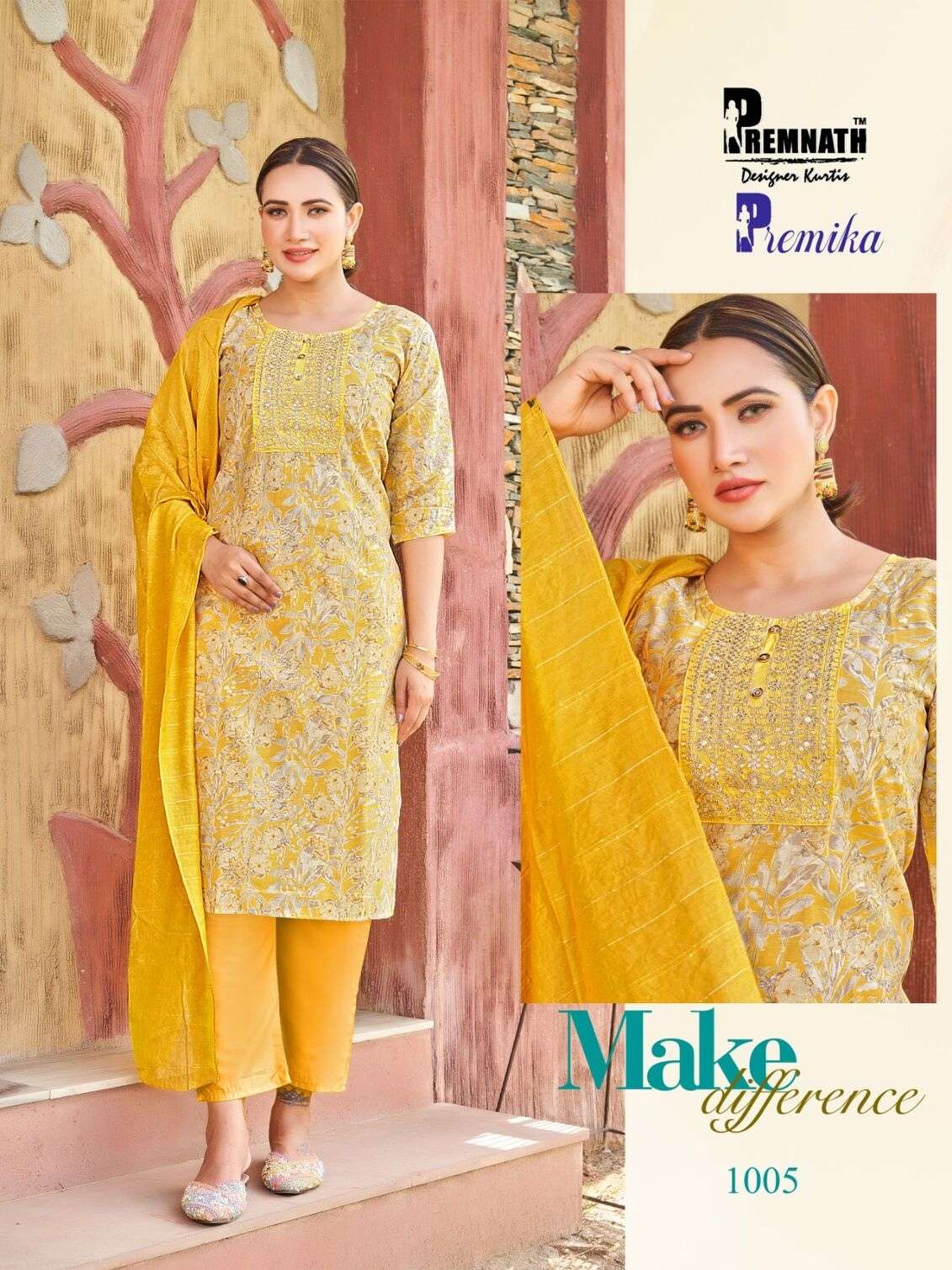 PREMIKA MODAL CHANDERI PRINTS WITH EMBROIDERY SEQUENCE BY PREMNATH 