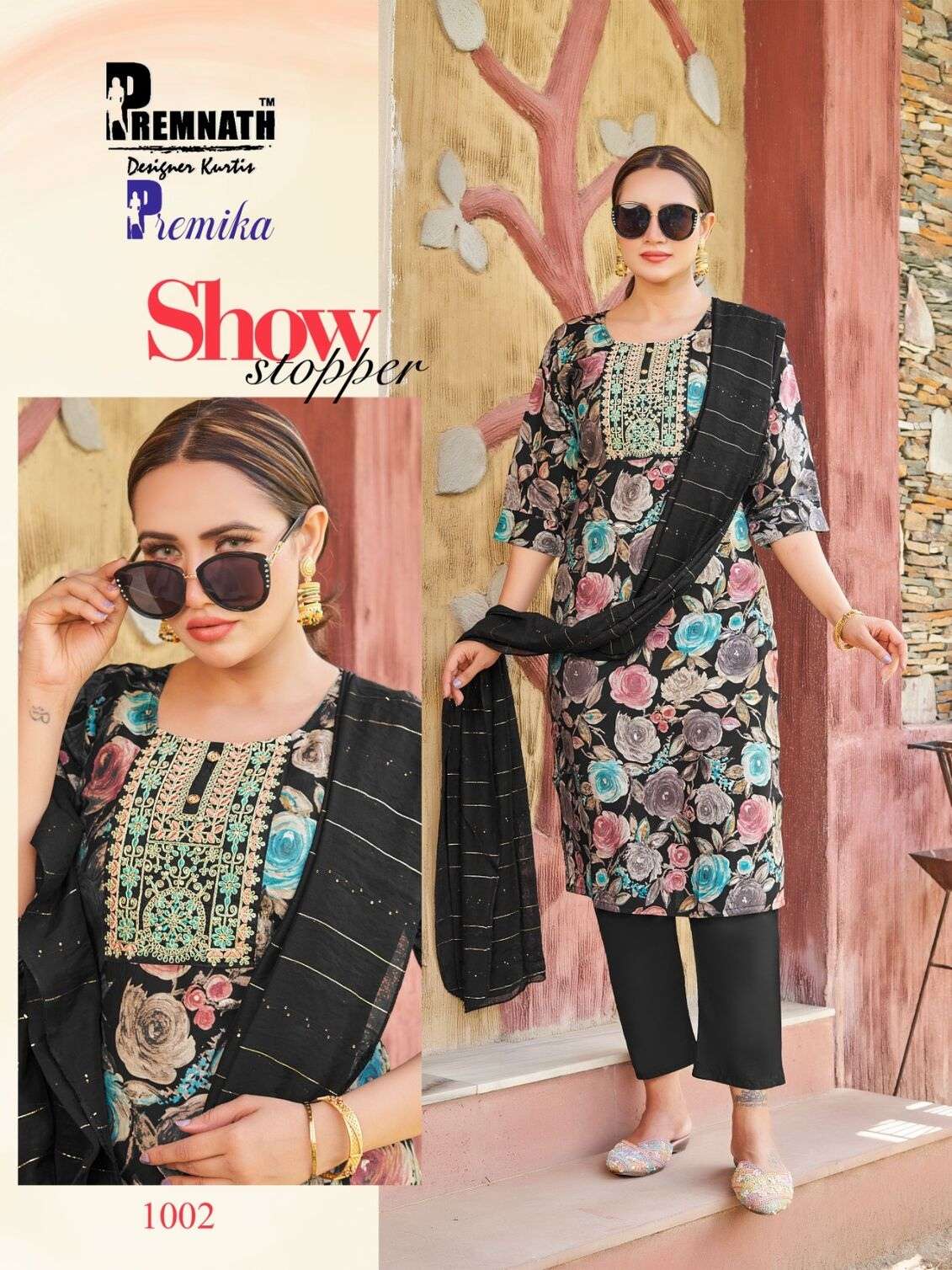 PREMIKA MODAL CHANDERI PRINTS WITH EMBROIDERY SEQUENCE BY PREMNATH 