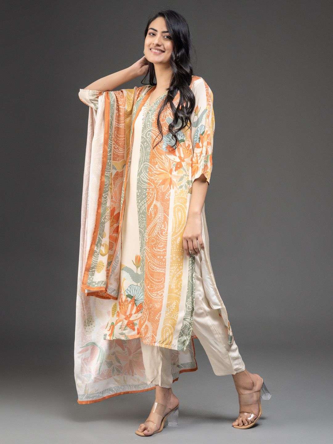 PURE MUSLIN KURTI PANT DUPATTA BY PAVISHKA FASHION 