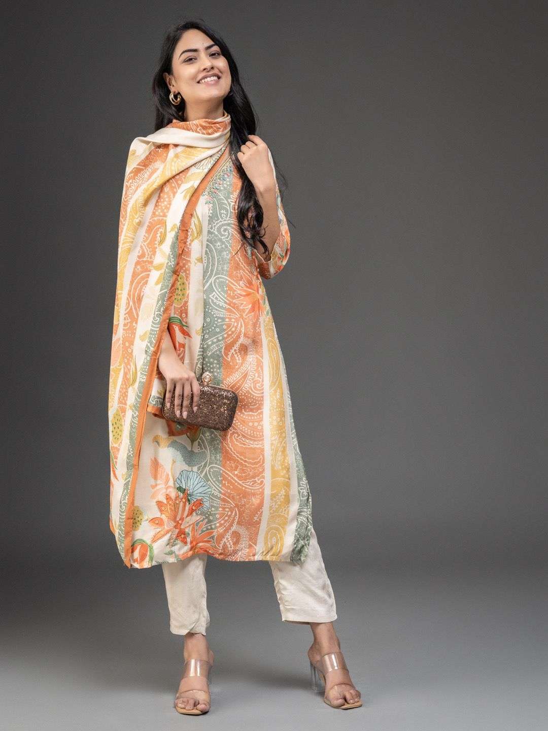 PURE MUSLIN KURTI PANT DUPATTA BY PAVISHKA FASHION 