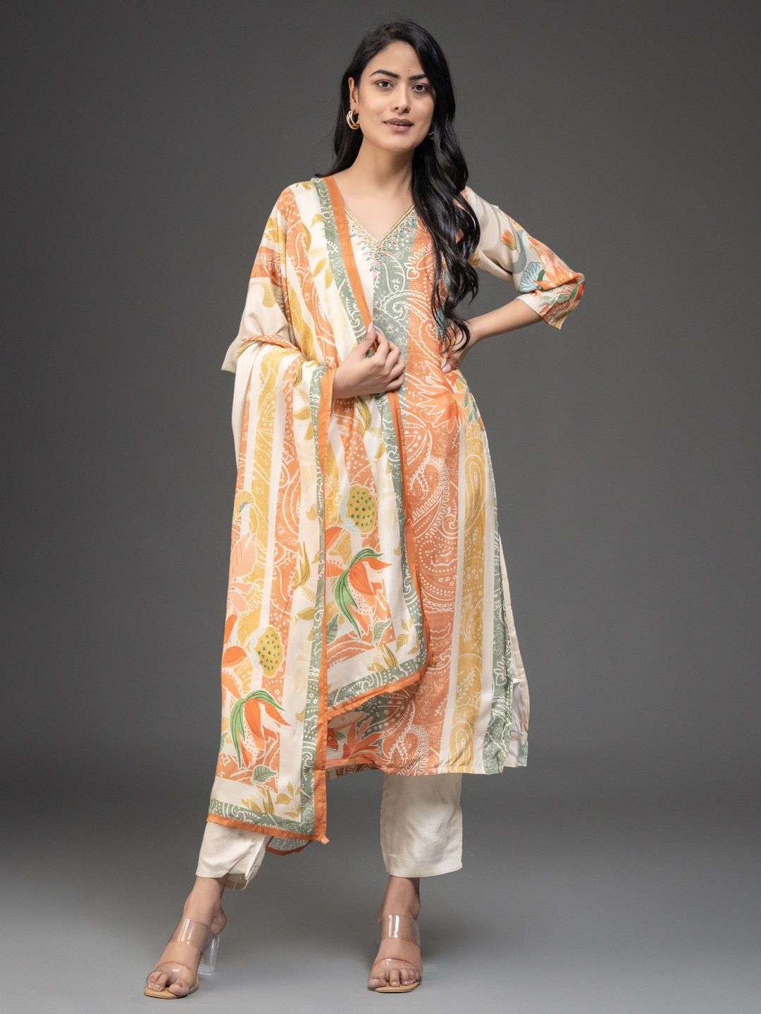PURE MUSLIN KURTI PANT DUPATTA BY PAVISHKA FASHION 