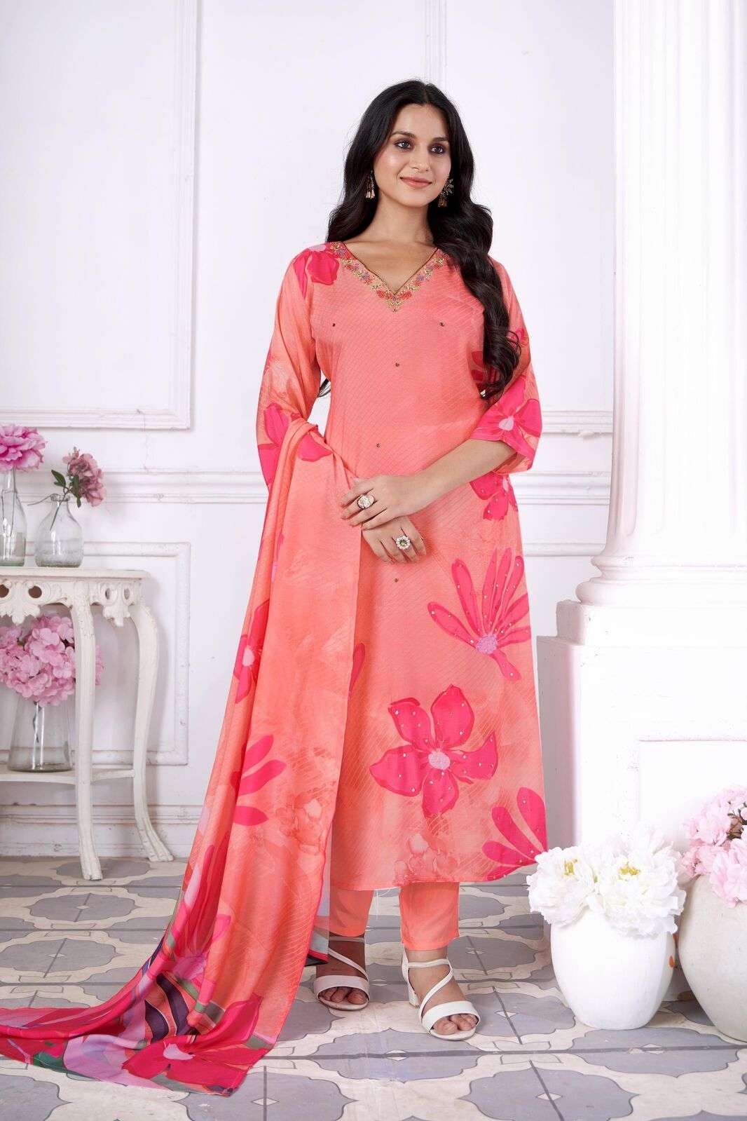 PURE MUSLIN KURTI PANT DUPATTA BY PAVISHKA FASHION 