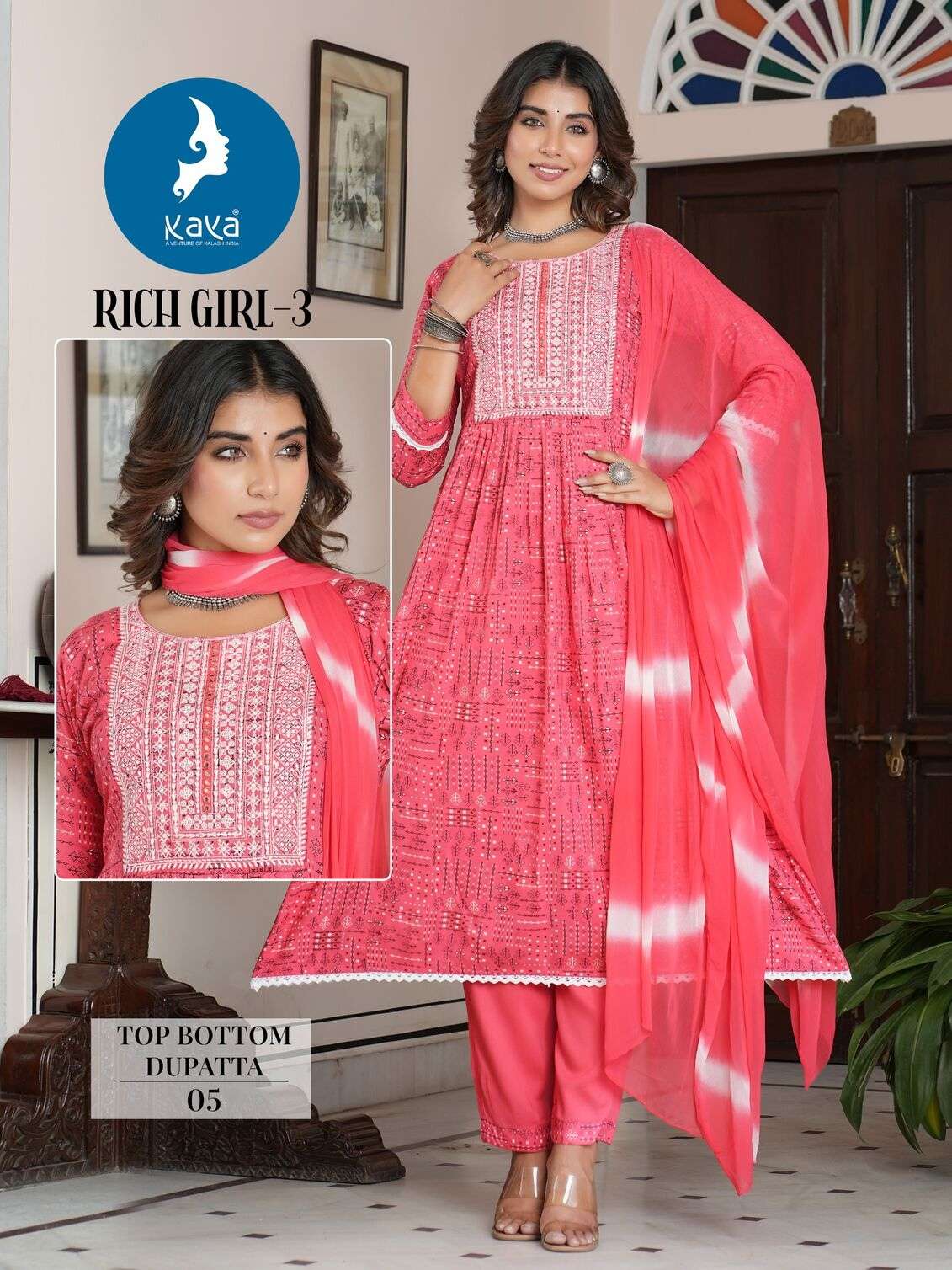 RICH GIRL VOL-3 THREE  PIECE KURTI BY KAYA 