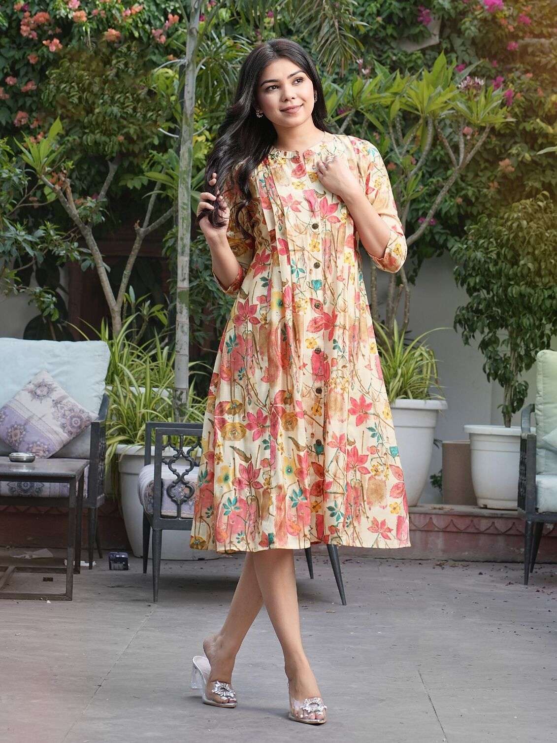 KK-03 ZR MODAL CHANDERI KNEE LENGTH ANARKALI GOWN STYLE