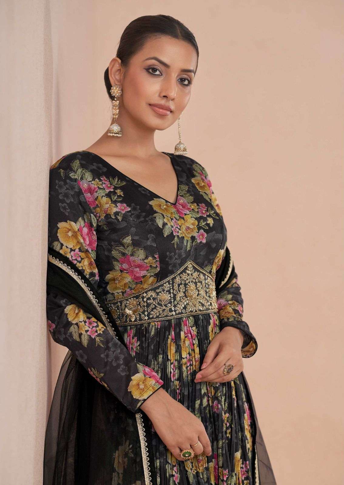 SAJNI BY GULKAYRA DESIGNER PRINTED WORK WITH BEAUTIFUL HANDWORK IN ANARKALI STYLE