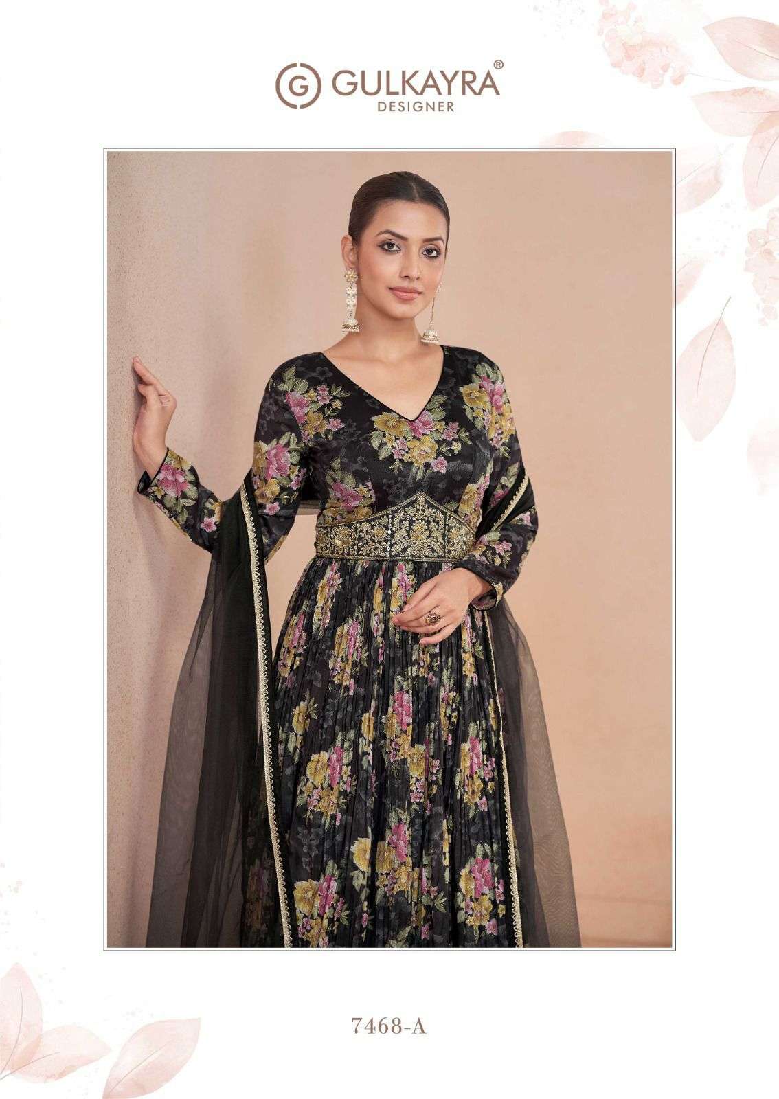 SAJNI BY GULKAYRA DESIGNER PRINTED WORK WITH BEAUTIFUL HANDWORK IN ANARKALI STYLE