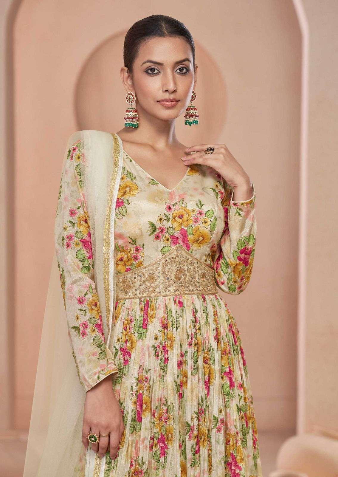 SAJNI BY GULKAYRA DESIGNER PRINTED WORK WITH BEAUTIFUL HANDWORK IN ANARKALI STYLE