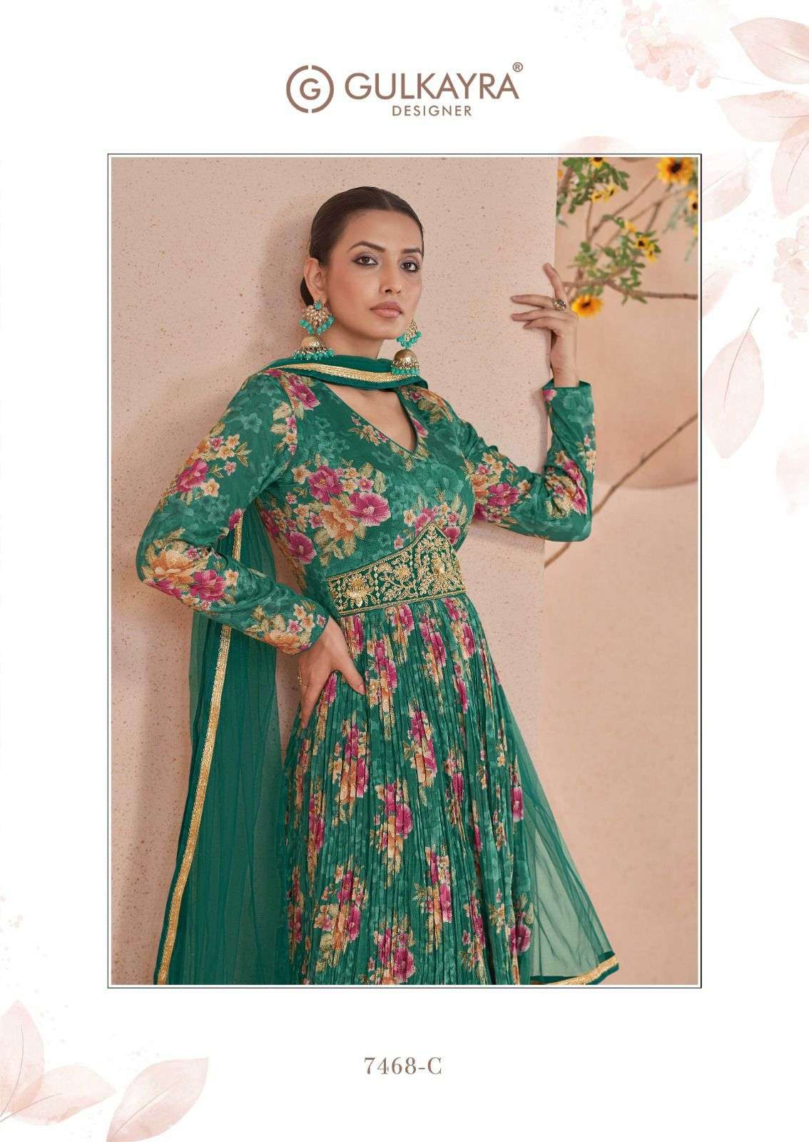 SAJNI BY GULKAYRA DESIGNER PRINTED WORK WITH BEAUTIFUL HANDWORK IN ANARKALI STYLE