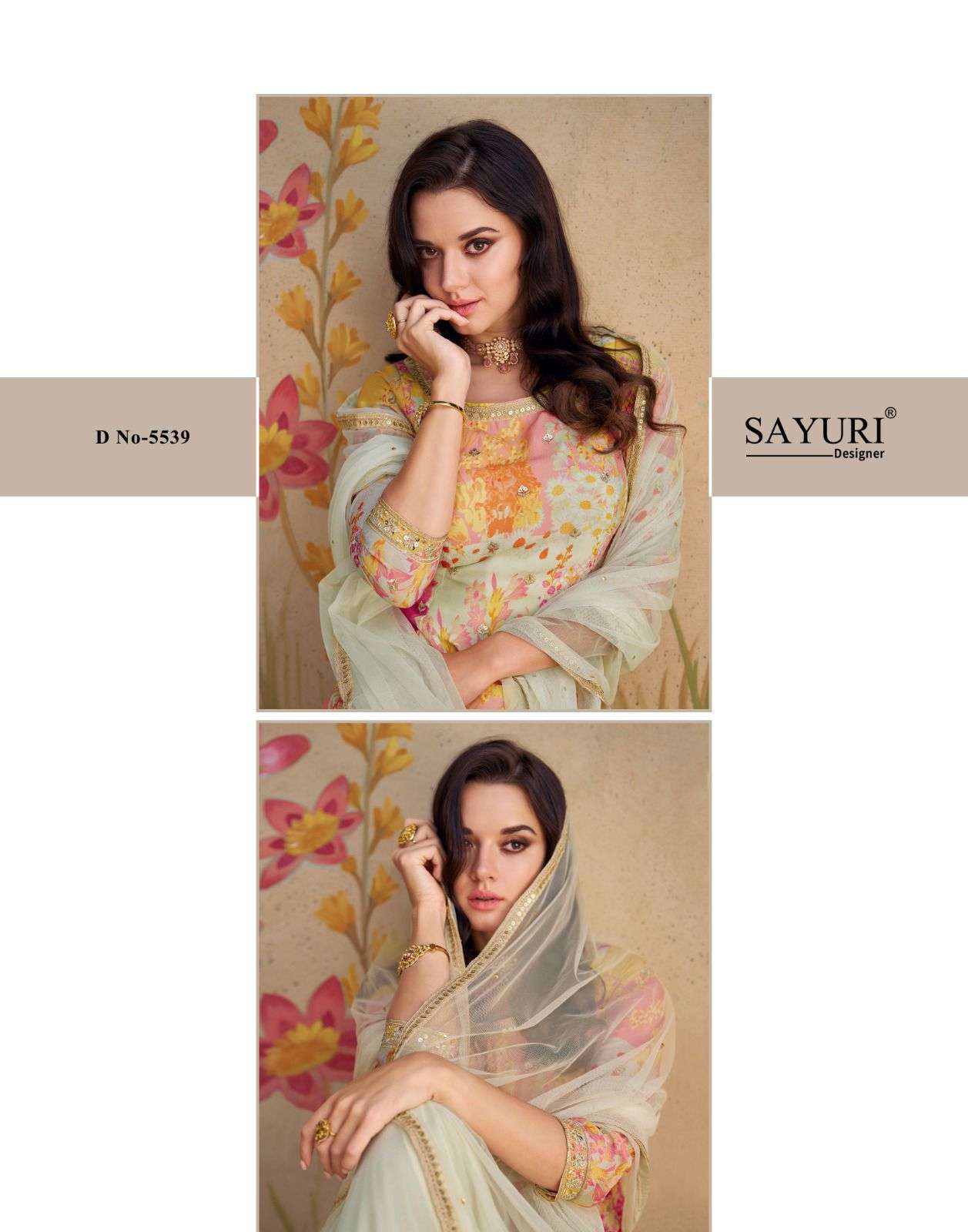 SAYURI DESIGNER PRESENT NEW CATALOG SANGAM REAL CHINON WITH NET DUPATTA 