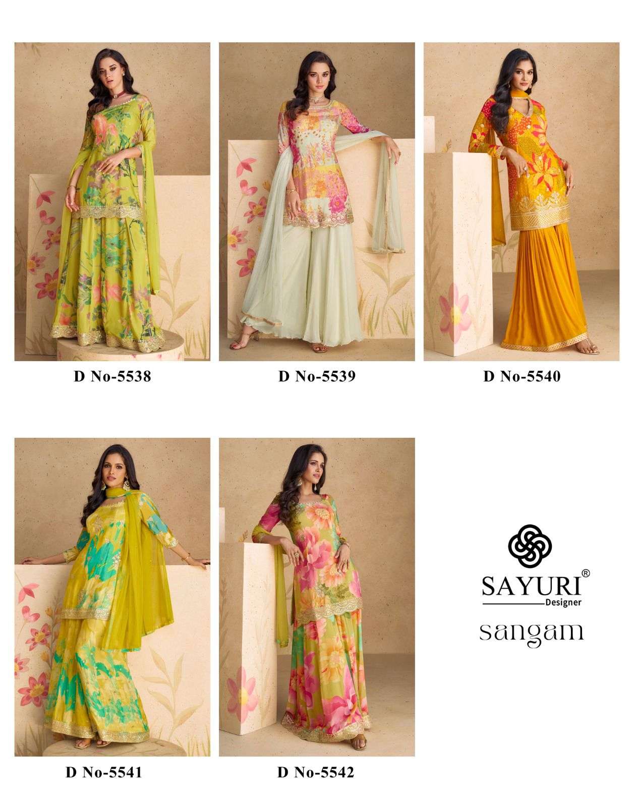 SAYURI DESIGNER PRESENT NEW CATALOG SANGAM REAL CHINON WITH NET DUPATTA 