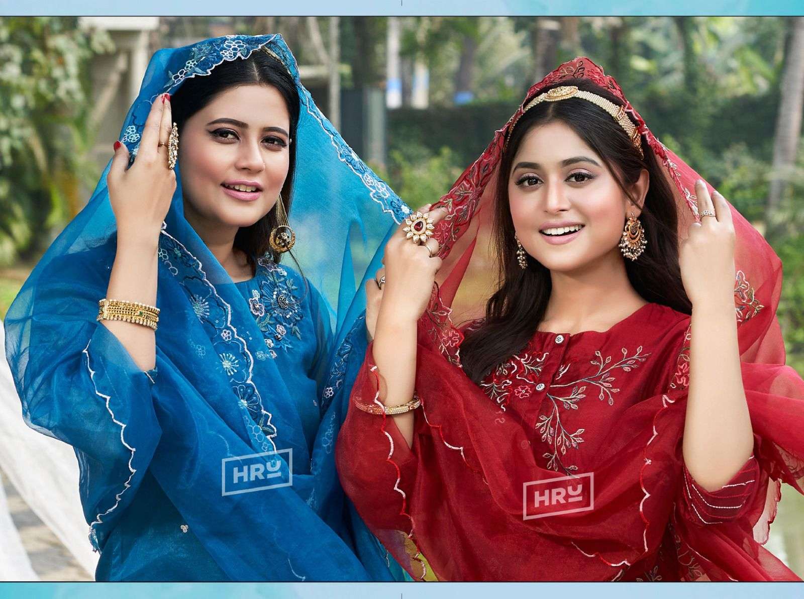 SIDDHI VOL-5 BY HRU 3 PCS HEAVY EMBROIDERY ORGANZA FABRIC WITH COTTON LINING 