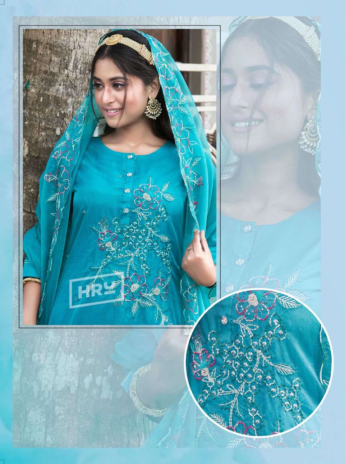 SIDDHI VOL-5 BY HRU 3 PCS HEAVY EMBROIDERY ORGANZA FABRIC WITH COTTON LINING 
