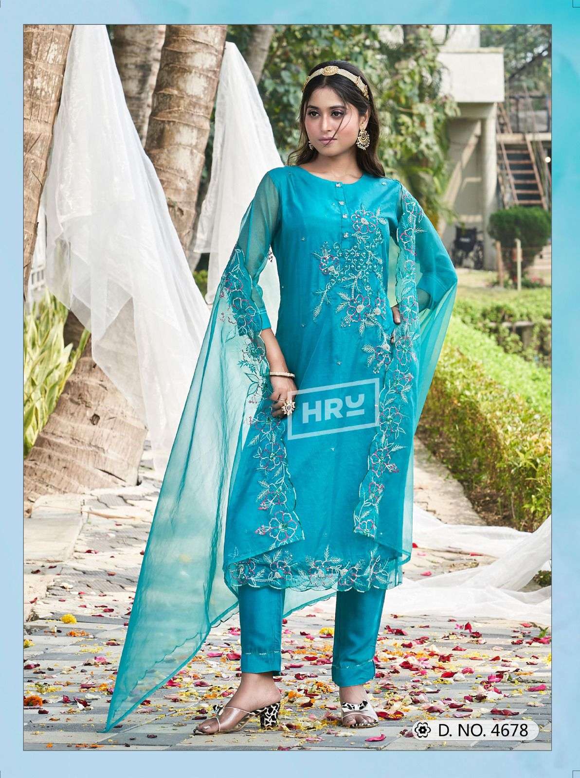 SIDDHI VOL-5 BY HRU 3 PCS HEAVY EMBROIDERY ORGANZA FABRIC WITH COTTON LINING 