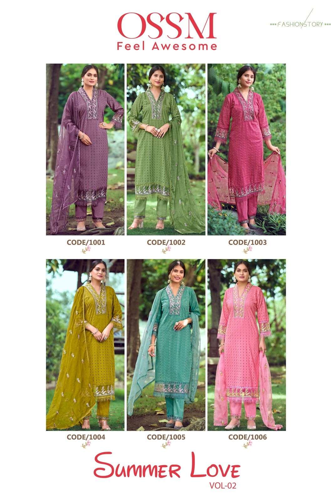SUMMER LOVE VOL-2 BY OSSM  COTTON 3 PCS FULL STICHED KURTI PANT DUPATTA